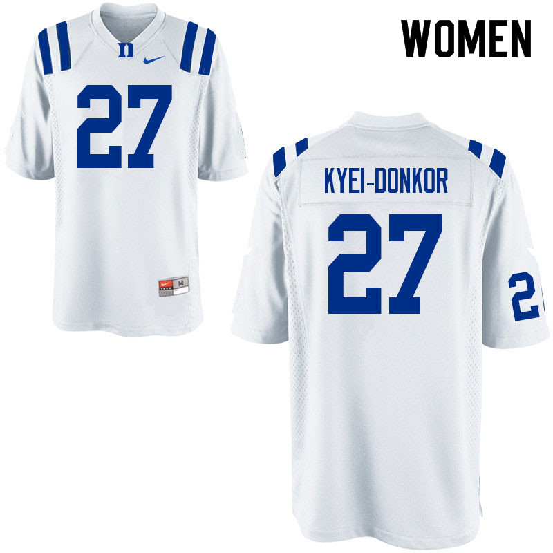 Women #27 Nate Kyei-Donkor Duke Blue Devils College Football Jerseys Sale-White
